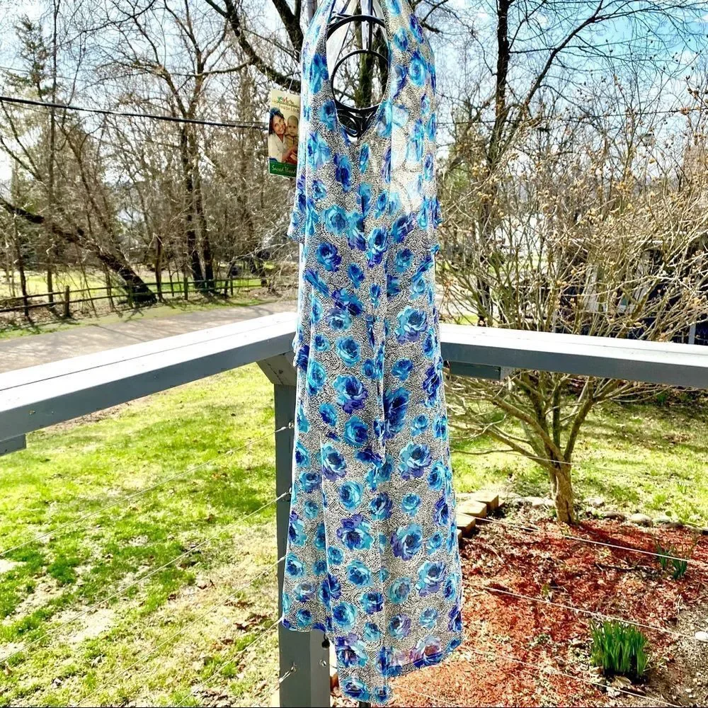 SACRED THREADS BOHO SYMMETRICALLY LAYERED FLORAL DRESS S/M NWT